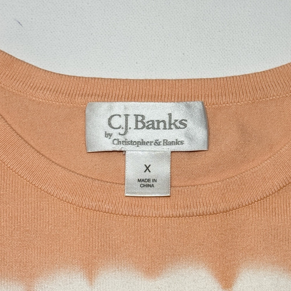 CJ Banks Peach Tie Dye Lightweight Knit Tunic Top 3/4 Sleeve Size 1X Casual - Picture 3 of 8